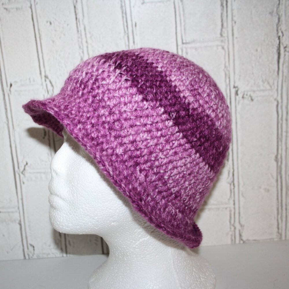 💜 Handmade Crocheted Sunhat – Purple Ombre · One Size